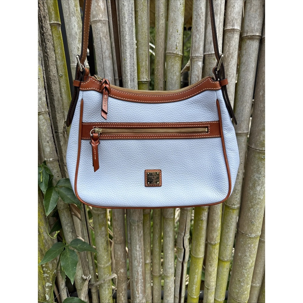 Dooney & Bourke Leather Pebble Grain Presley Crossbody Brown/Periwinkle